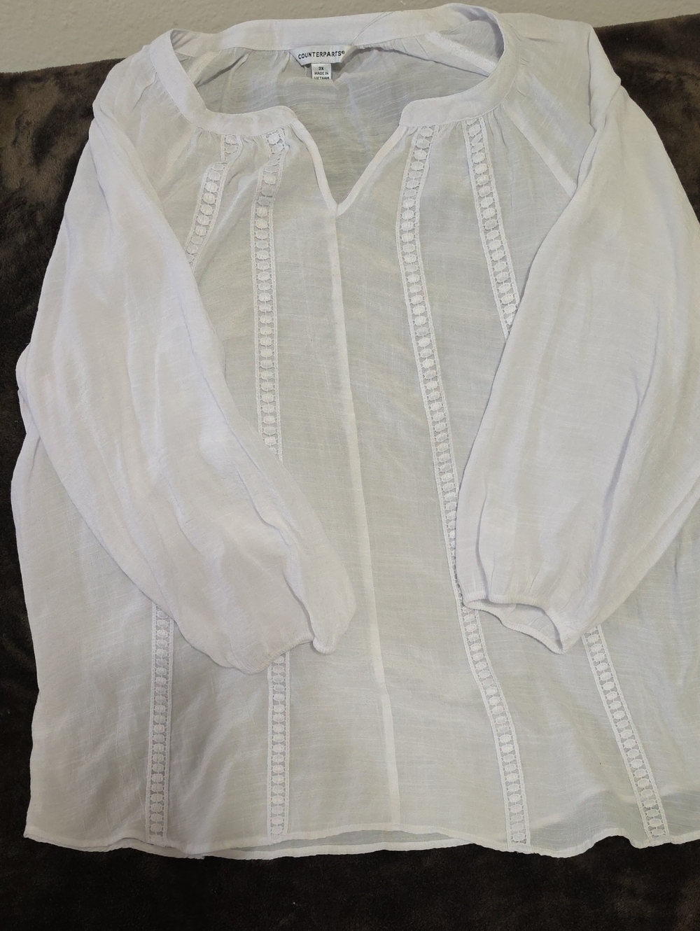 Counterparts White Cotton Lace-Trim Peasant Tunic